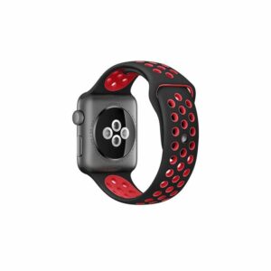 Ремешок силиконовый Nike для Apple Watch 42/44/45mm (черно-красный)