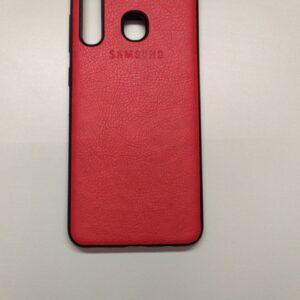 Чехол Samsung A20/A30 (кожа/логотип/красный)
